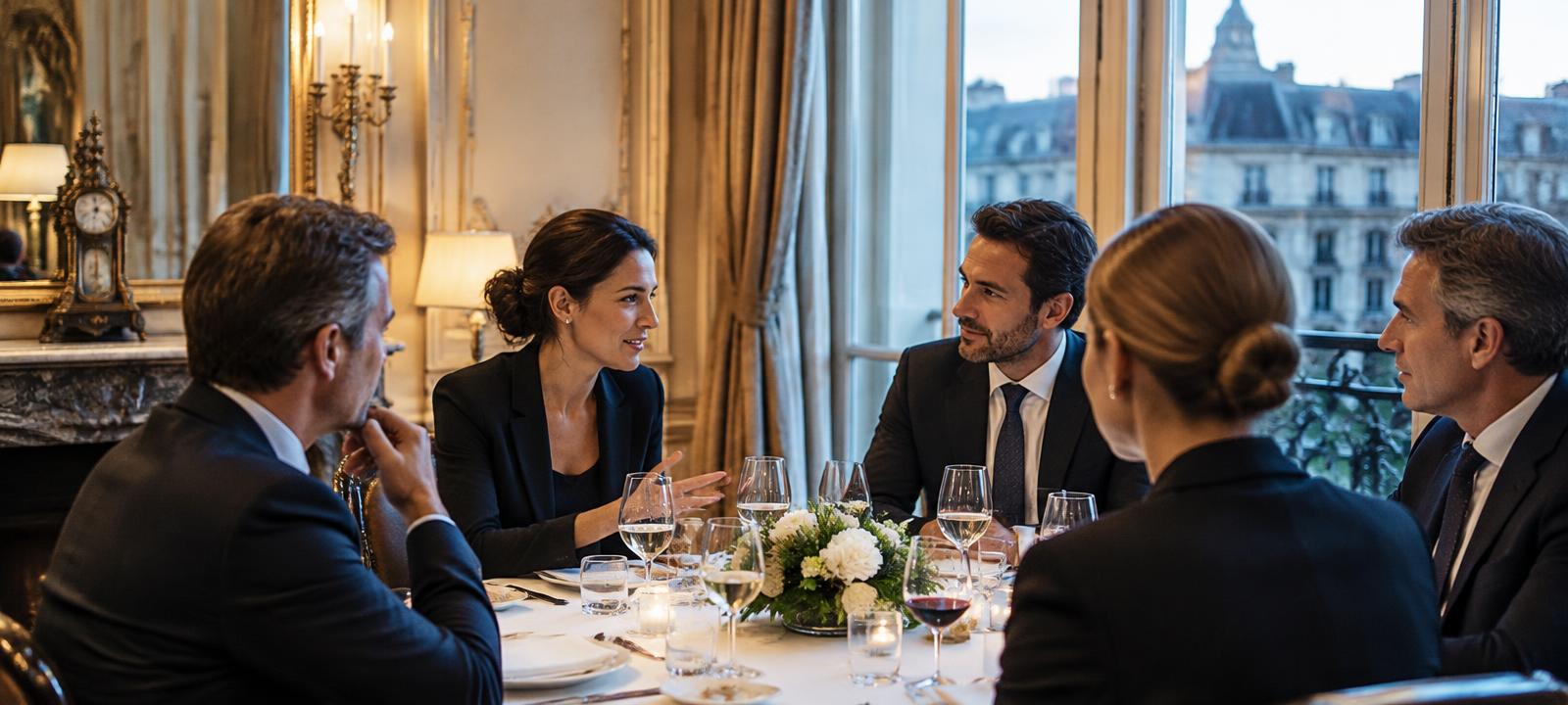 Private executive dinner in a European salon