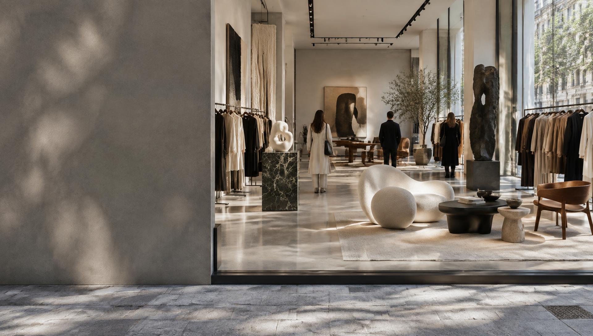 AI-generated illustration of a European design showroom